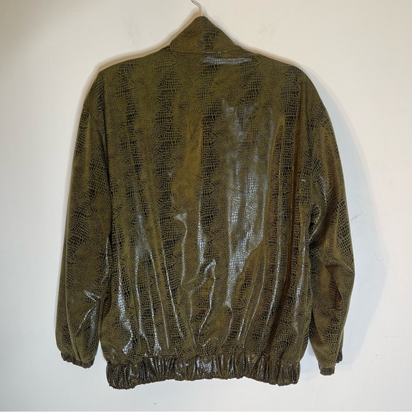 VALENTINA Green and Black Shiny Snakeskin Print Polyester Zip Front Jacket O/S - Picture 6 of 6